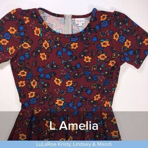 LuLaRoe Amelia Floral Dress - Red and Blue